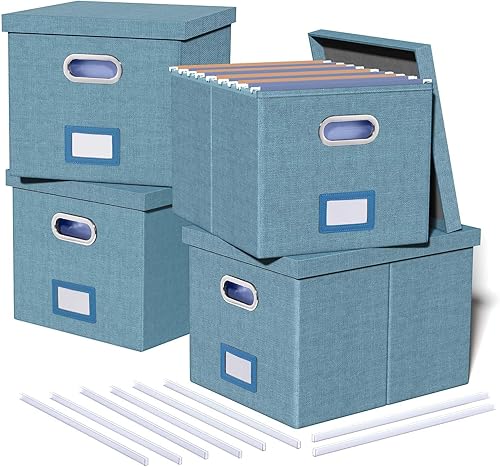 Miniatura 8 de Paquete de 2 cajas organizadoras de almacenamiento de archivos, caja de archivos, caja de archivos portátil con tapa, apta para almacenamiento de