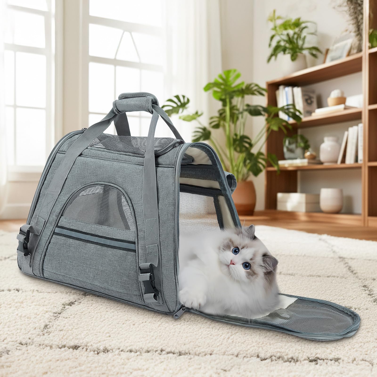 YooxArmor Torba transportowa dla kotów i małych psów, składana, do podróży i samochodu, 45 x 25 x 34 cm, przenośna torba dla psów, do 9 kg