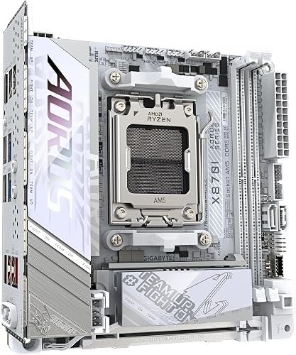 GIGABYTE X870I AORUS Pro Ice Carte mère - Compatible avec Les processeurs AMD Ryzen série 9000, VRM 8+2+1 Phases, jusqu'à 8400 MHz DDR5 (OC), 1xPCIe 5.0 M.2 + 1xPCIe 4.0 M.2, WI-FI 7, USB 4 - 3