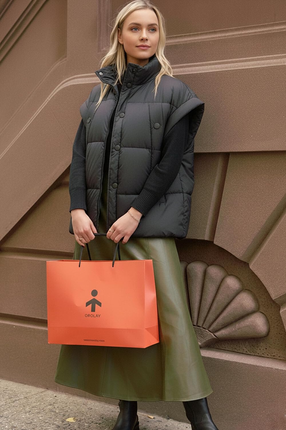 Orolay CHIIONE Oversized Puffer Vest Stand Collar Lightweight Relaxed Fit Winter Quilted Padded Gilet Sleeveless Jacket - Image 2