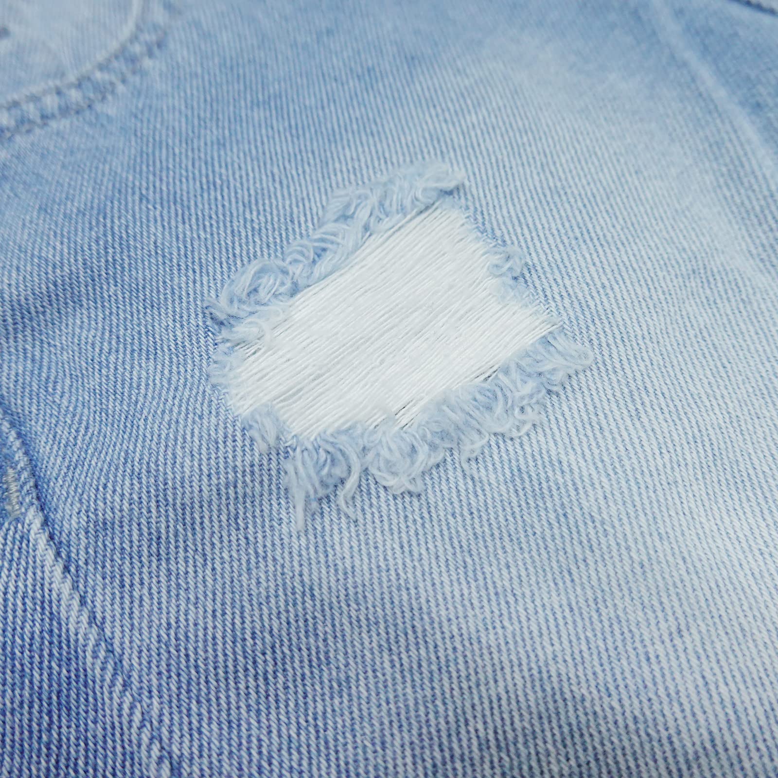 KIDSCOOL SPACE Niedliche Jeans-Shorts für kleine und große Kinder, zerrissener, gefalteter Saum, verstellbare Träger, sommerliche Denim-Shortalls