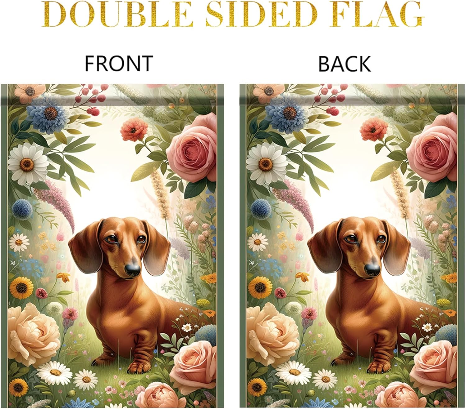 Spring Summer Dachshund Garden Flag Floral Flower Daisy Dog Seasonal Garden Flag 12x18 Inch Double Sided Decoration Yard Small Flag For Outside Holiday Seasonal Outdoor Banner - Image 7