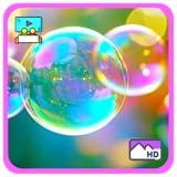 フローティングバブルカーム – カラードリフトと柔らかなリラクゼーション、天気と時計表示