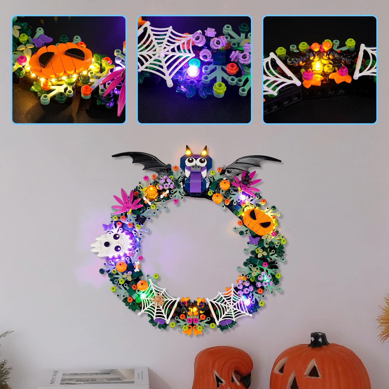 YEABRICKS LED Light for Lego-40825 Halloween Wreath Building Blocks Model (Building Set NOT Included), Multicolor - Image 3