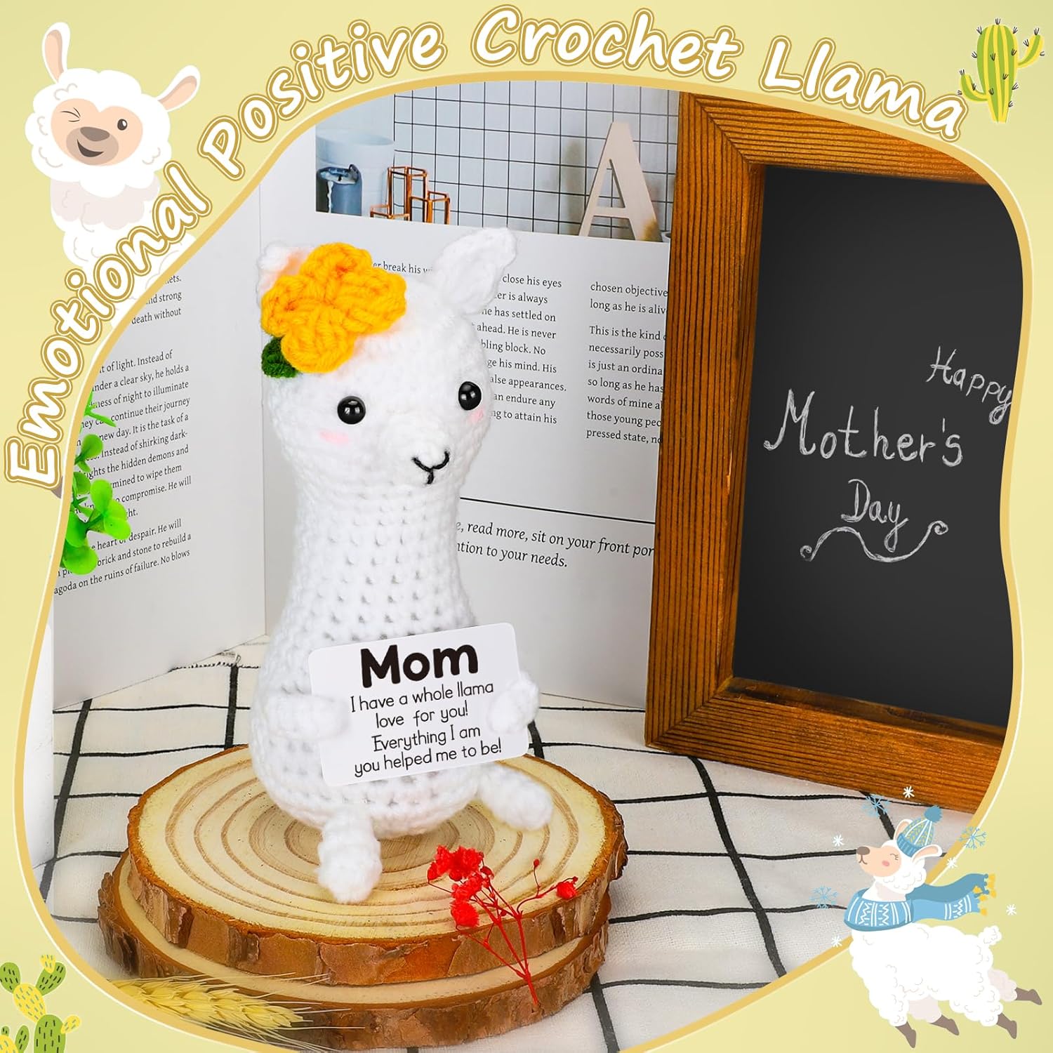 Funny Llama Mom Gifts from Daughter Son, Birthday Easter Basket Mothers Day for Mom, I Love You Moms Mother in Law Mama Bonus Step Present, Small Cute Handmade Emotional Crochet Desk Decor - Image 9