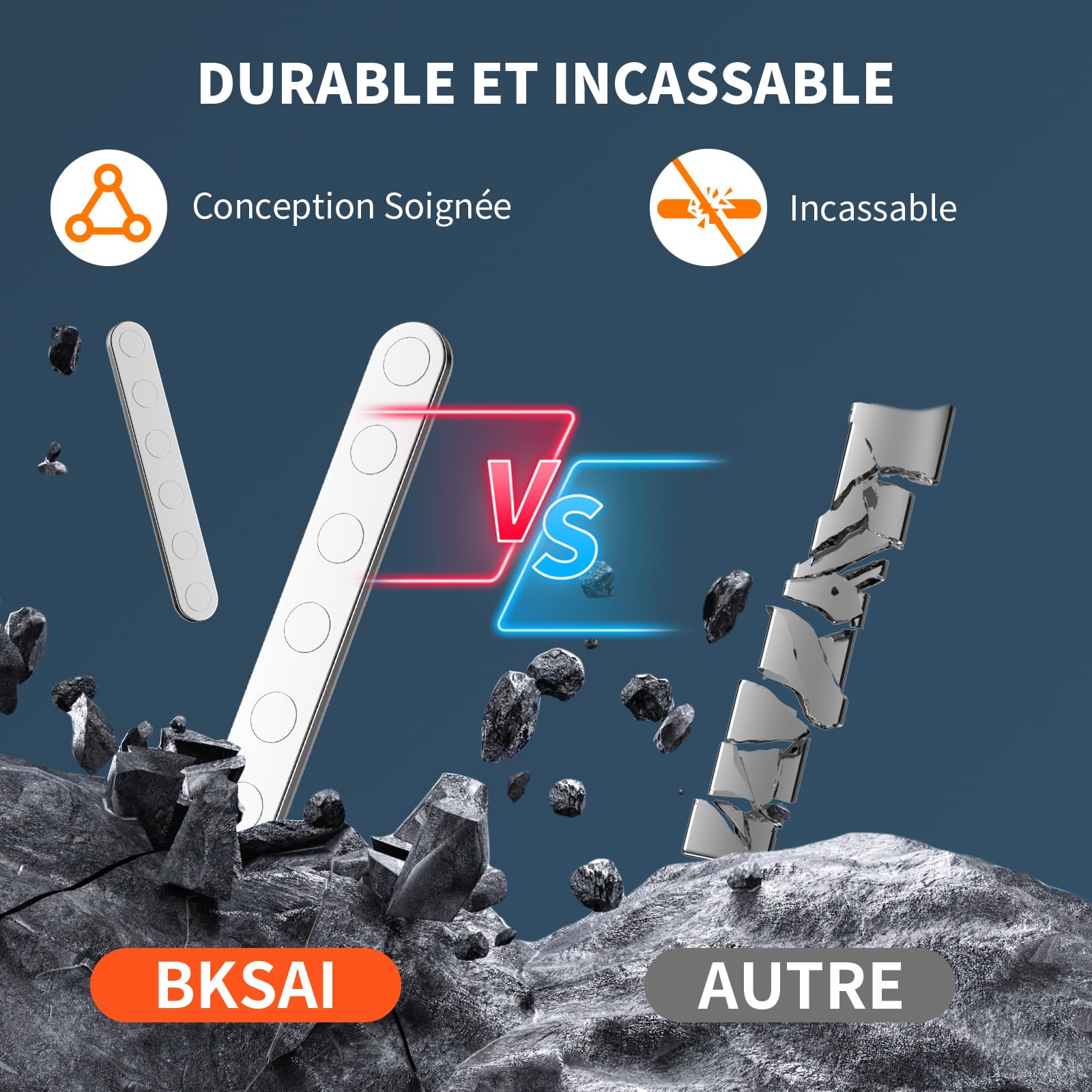 BKSAI 24Pcs Aimants Puissants Néodyme Autocollant Incassable Aimant Plat | 65x10x2mm Magnet Frigo Plat, Bande Magnétique Adhesif, Polyvalent pour Maison Tableau Cuisine Garage, Composants de Fixation