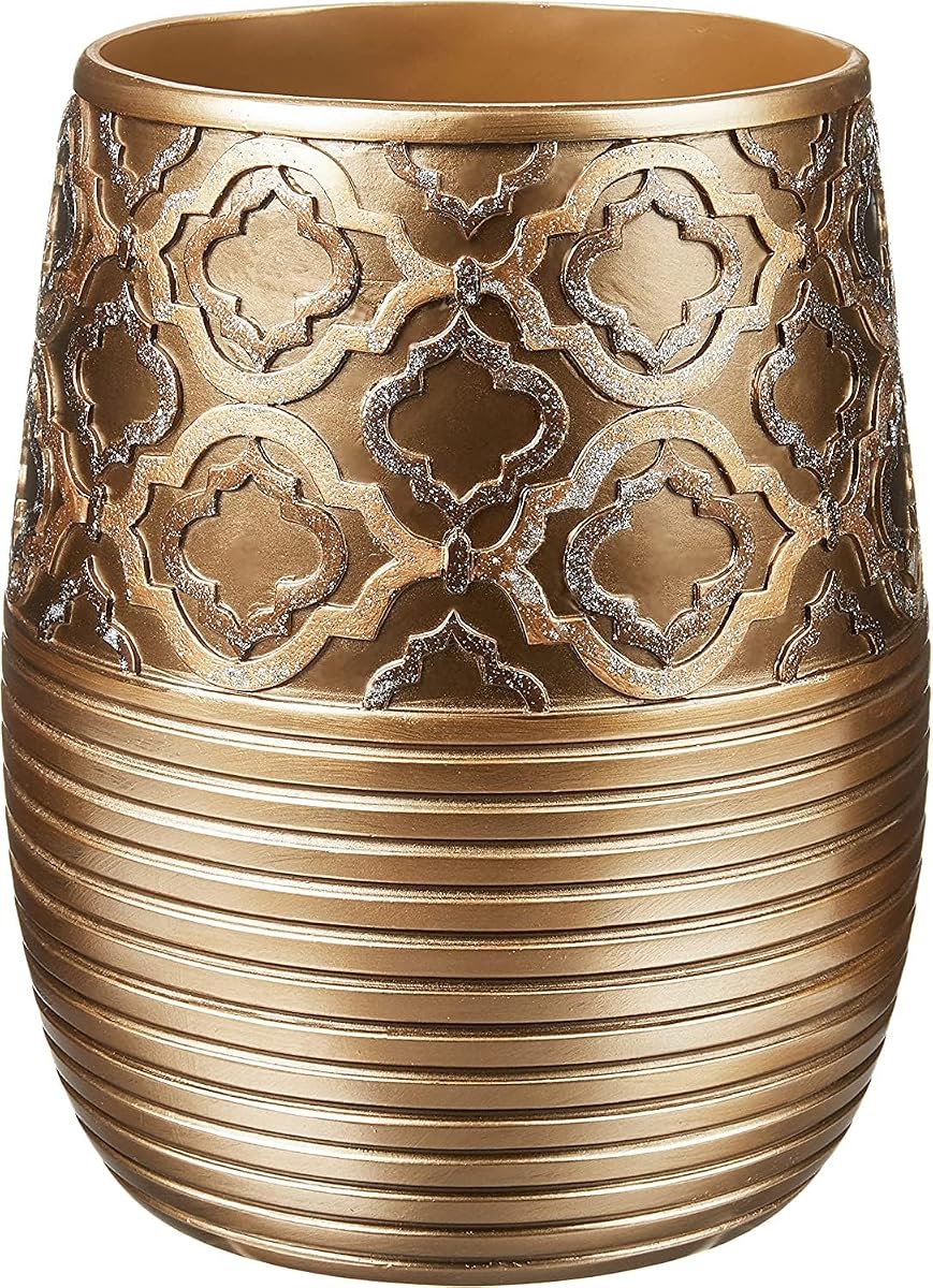 Decorative Trash Can for Bathroom, Office & Bedroom - 2.1 Gallons Stylish & Small Trash Can for Dorms, Desktop & Restroom - Chic Waste Basket for Compact Spaces, Spindle