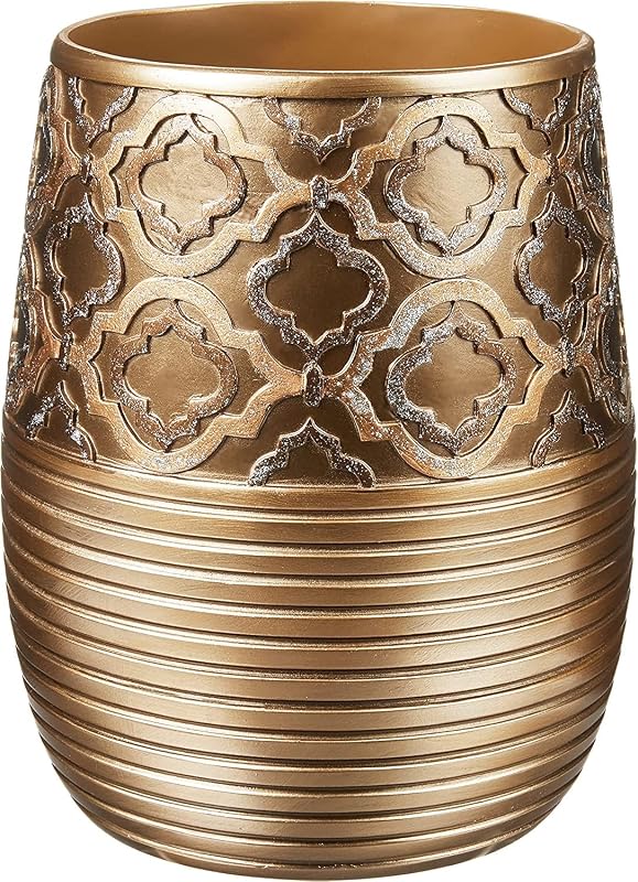 Decorative Trash Can for Bathroom, Office & Bedroom - 2.1 Gallons Stylish & Small Trash Can for Dorms, Desktop & Restroom - Chic Waste Basket for Compact Spaces, Spindle