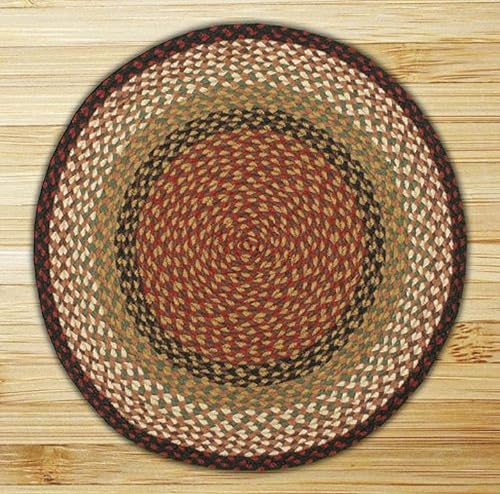 Earth Rugs Alfombra redonda, 4 pies, borgoñamostaza