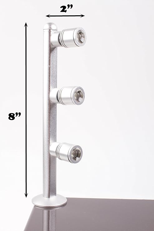 2pcs Showcase LED Light 8 inches 4000K 3-Spotlight Pole Stem Light for Jewelry Display Case Exhibit Trade Show Product FY-53M