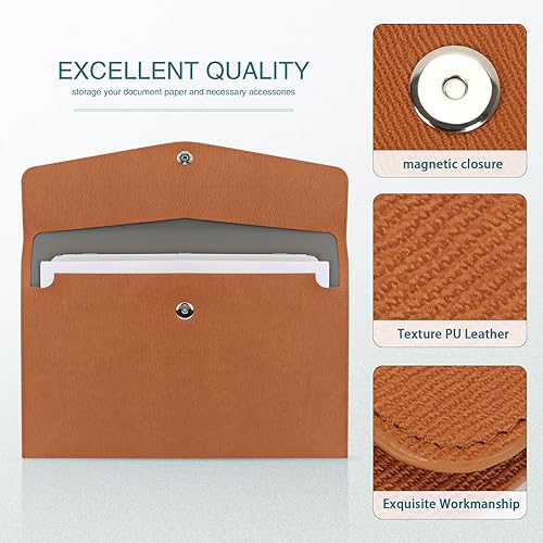 Miniatura 4 de FYY Carpeta de archivos, piel sintética, tamaño A4, organizador de archivos, funda para tablet con cierre magnético a presión para el hogar,