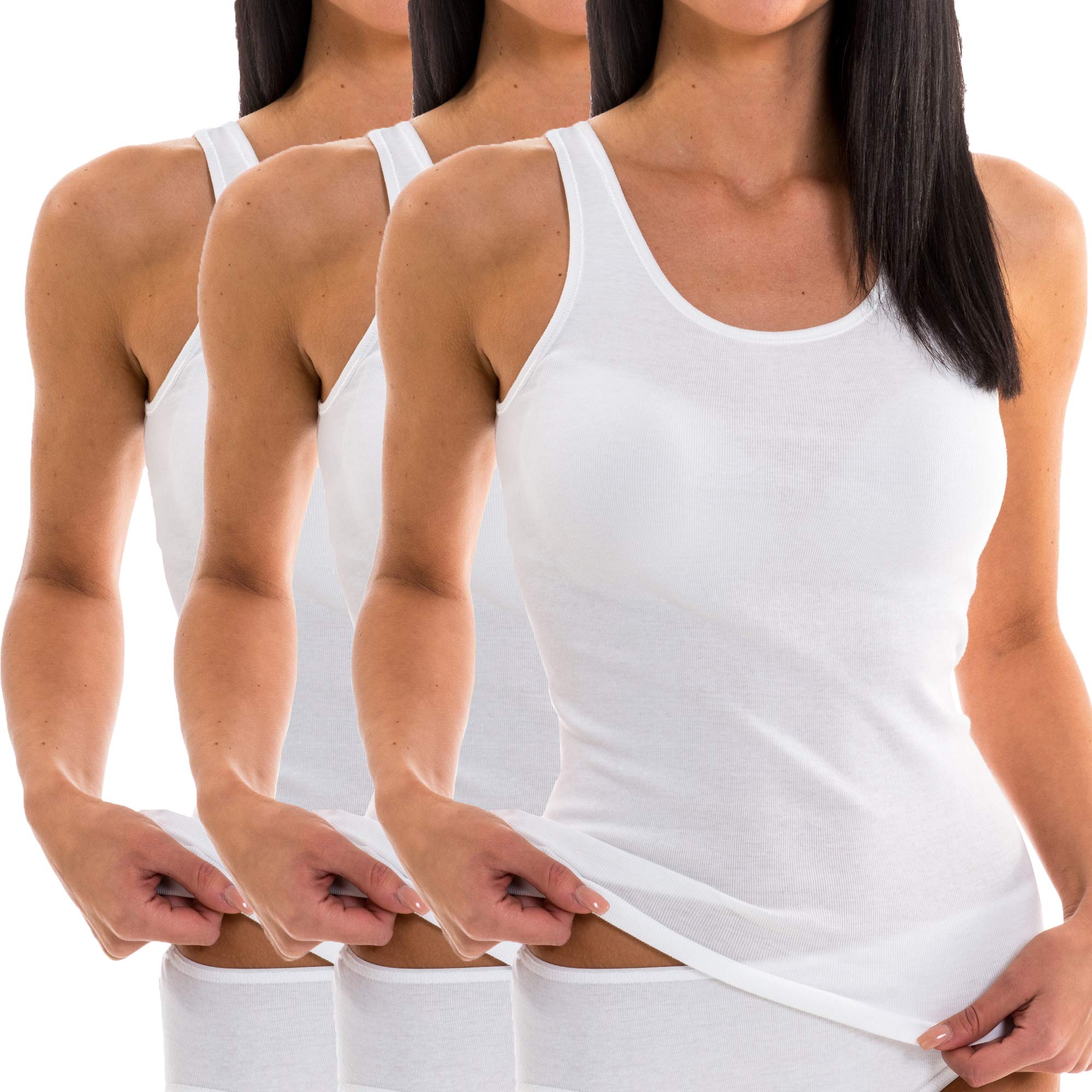 hermko 1310 Pack of 3 Women's Basic Tank Tops - 100% Organic Cotton in Fine Rib - Durable and Dimensionally Retaining - Ideal Undershirt for Any Look-picture-23