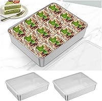 Vista 2 de 2PCS Stainless Steel Cake Molde Rectangle Baking Tin Bread Biscuit Dessert Tray Roasting Pan Kitchen Tool Container