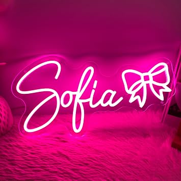 Sofia Name Neon Sign 50cm, Birthday Gifts for Kids Teens Girls Boys, Sofia Neon Signs for Wall Decor, USB LED Dimmer Neon Lights for Bedroom Dorm Room