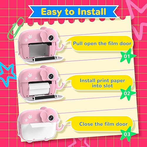 Miniatura 4 de TIATUA Cámara para niños de impresión instantánea con doble lente de 20 MP y tarjeta SD de 32 G, cámara de impresión instantánea para niños con 3