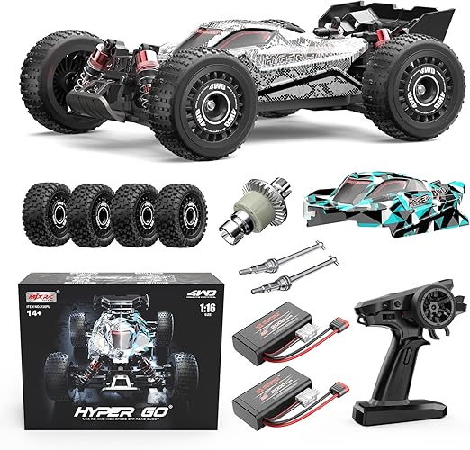 HYPER GO H16PL 1/16 RTR Fast Brushless RC Buggy for Adults, Max 38 mph RC Truck, 4WD High Speed Racing Car with 2S 2000 mAh Battery for RC Basher