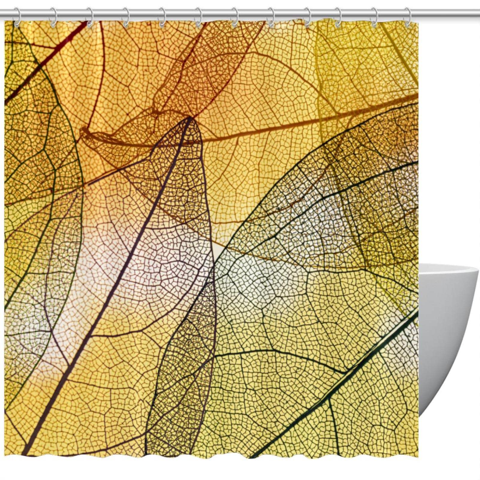Rideau de douche abstrait aux feuilles jaunes pour illuminer votre matin