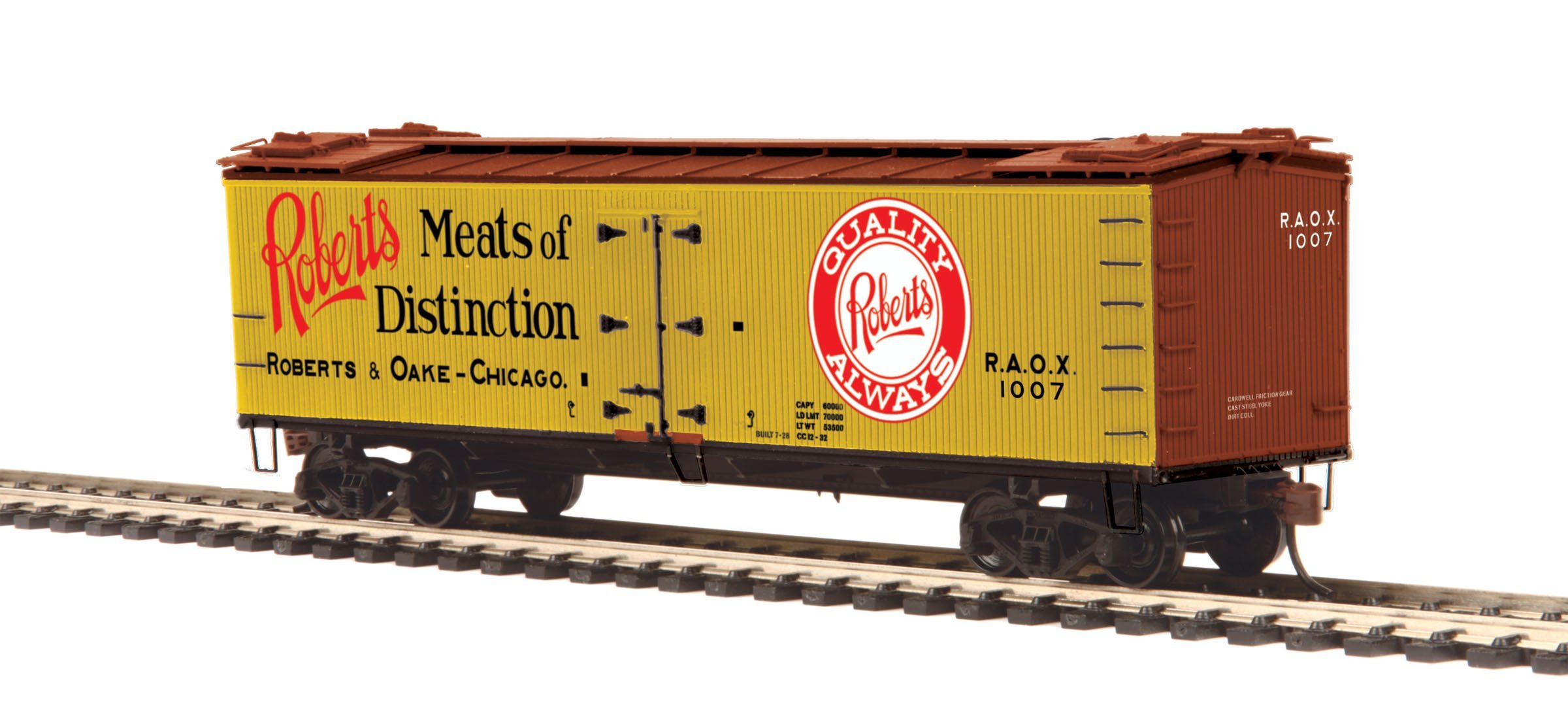 MTH 80-94053 HO R40-2 Wood Reefer, Roberts & Oake Meats #1007