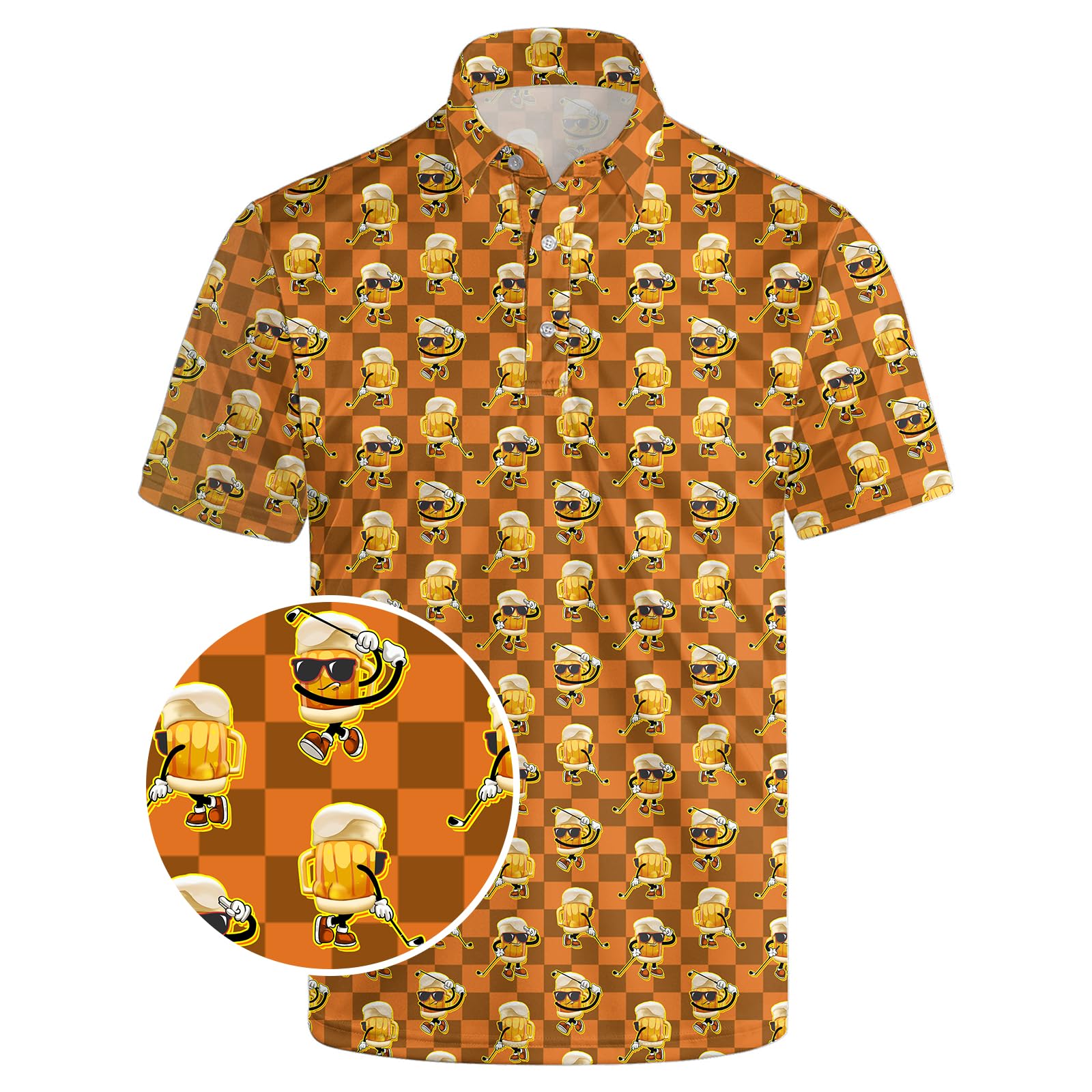Mens Funny Golf Polo Shirts Short Sleeve Quick Dry Polo Shirts