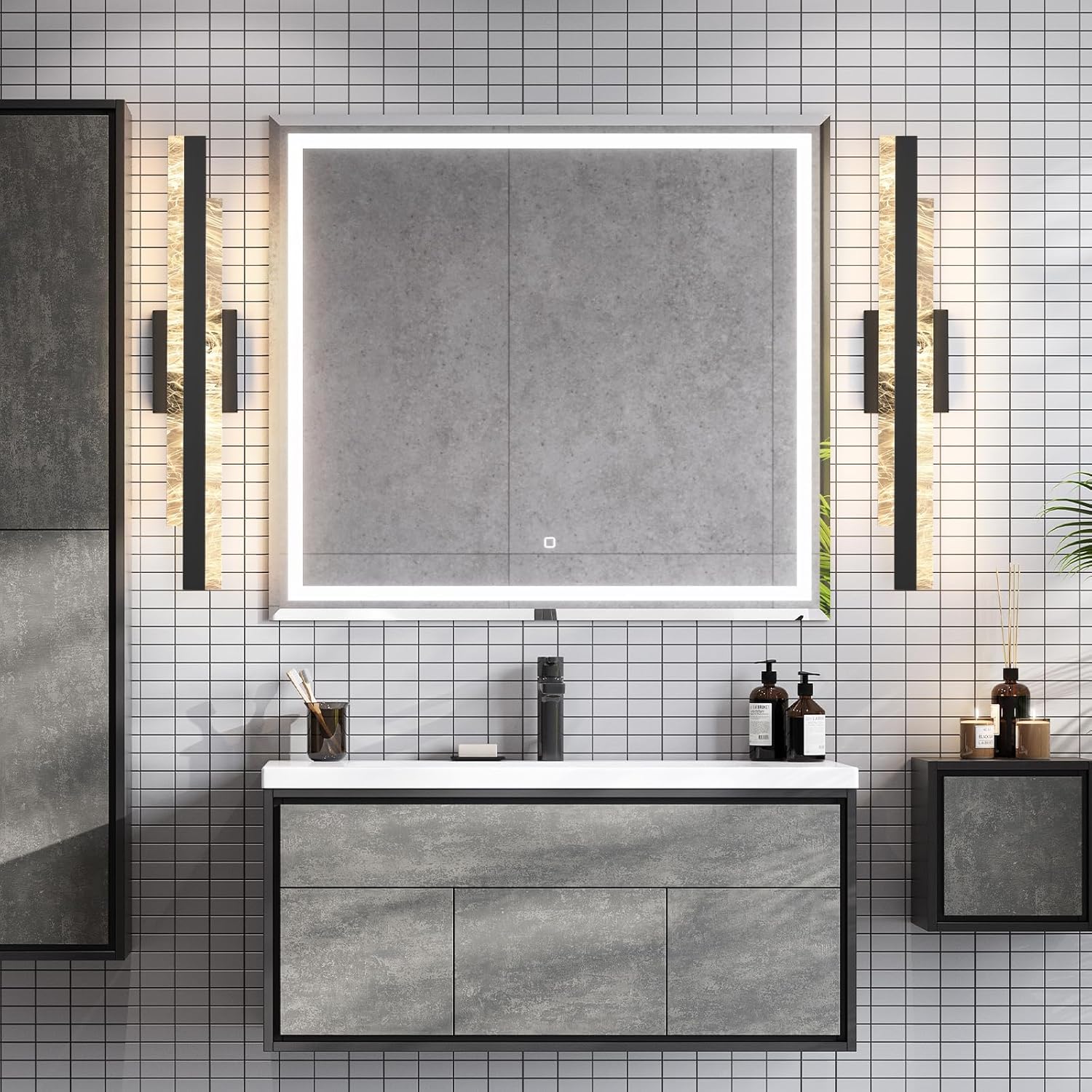 Modern Bathroom Vanity Light: Matte Black 24 inch 28W Dimmable LED Bath Bar Light Fixtures Over Mirror - Wall Sconce Picture Lights for Paintings Cabinets Bedroom 3000k