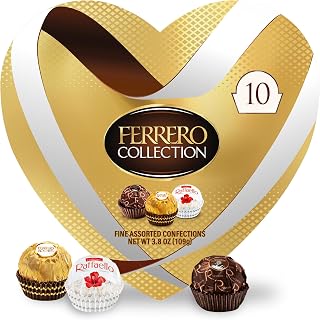 Collection Valentine's Day Heart Gift Box, 10 Assorted Hazelnut, Dark Chocolate and Coconut Treats, 3.8 oz