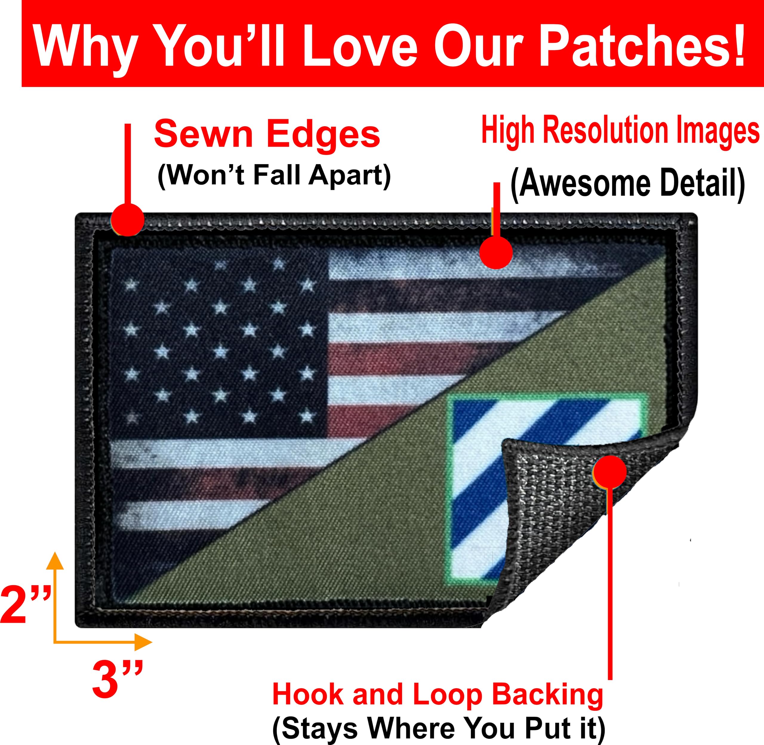 3rd Infantry Division USA Flag Morale Patch – Full Color Tactical Army Patch