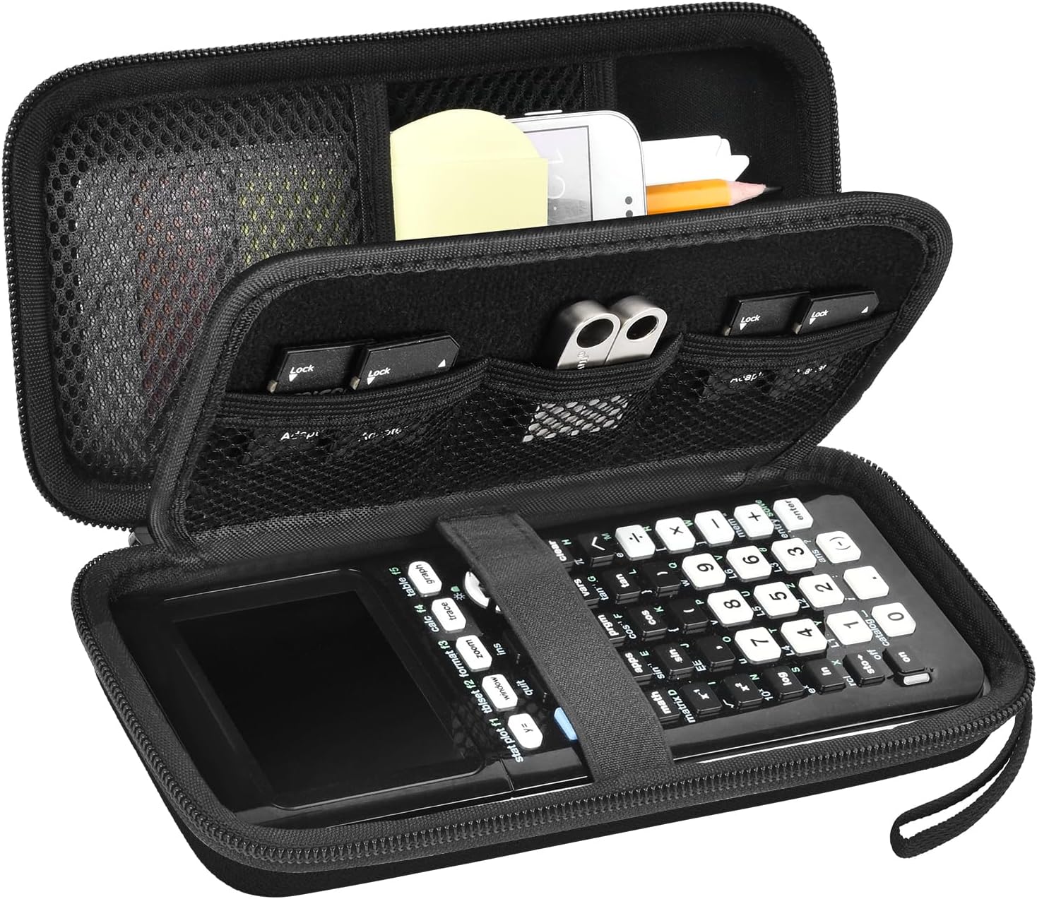 Graphing Calculator Case for Texas Instruments TI-84 Plus CE Color Graphing Calculator, Also Fits for TI-83 Plus/for Casio fx-9750GII, Large Capacity for Pens, Cables and Other Accessories (Black)