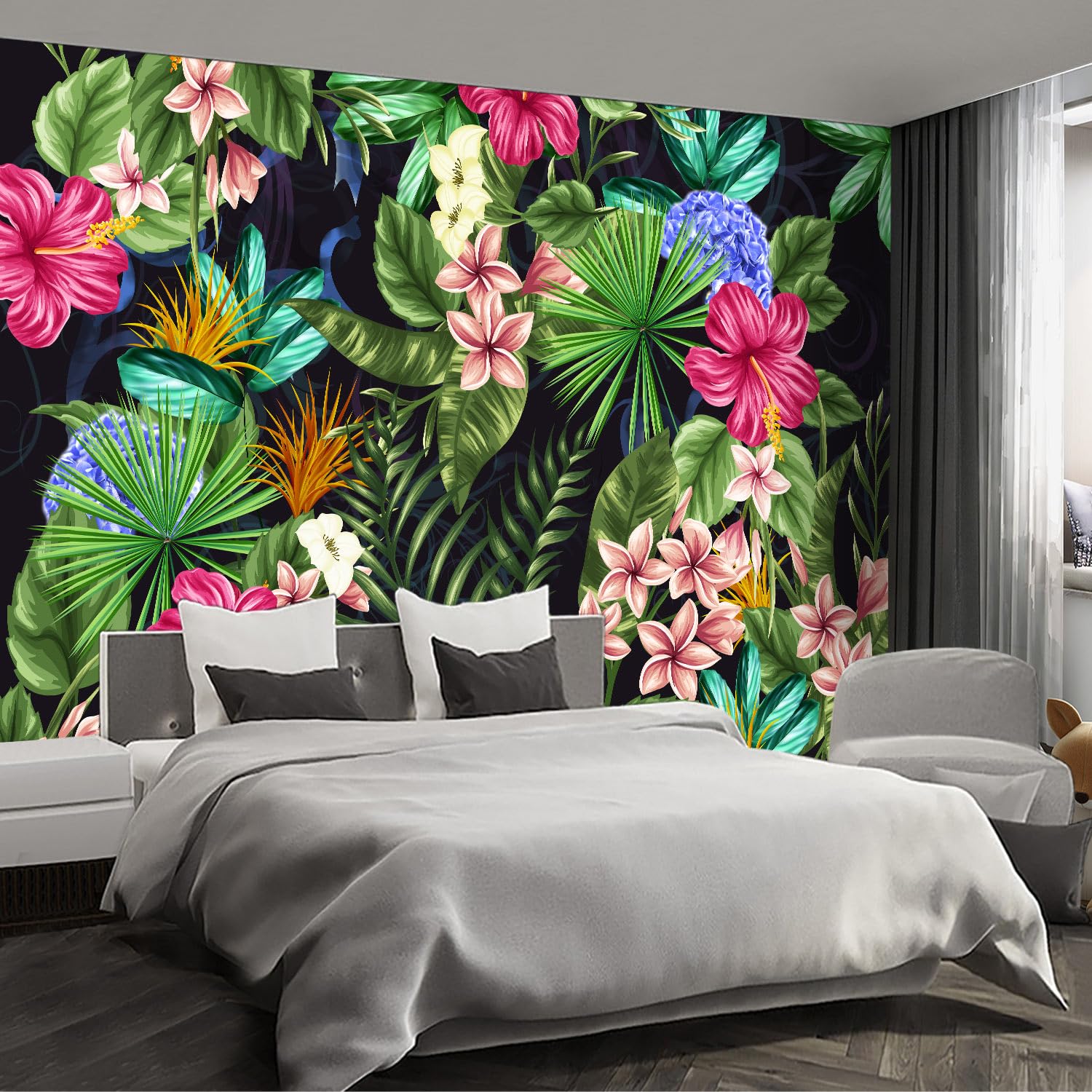 Papier peint floral à décoller et coller grand format salon et chambre