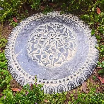 Garden Manhole Cover 30", Elegant Floral Decorative Septic Tank Lid, Steel Fiber Material, Anti-Slip Surface, for Garden & Landscape EnhancementGray