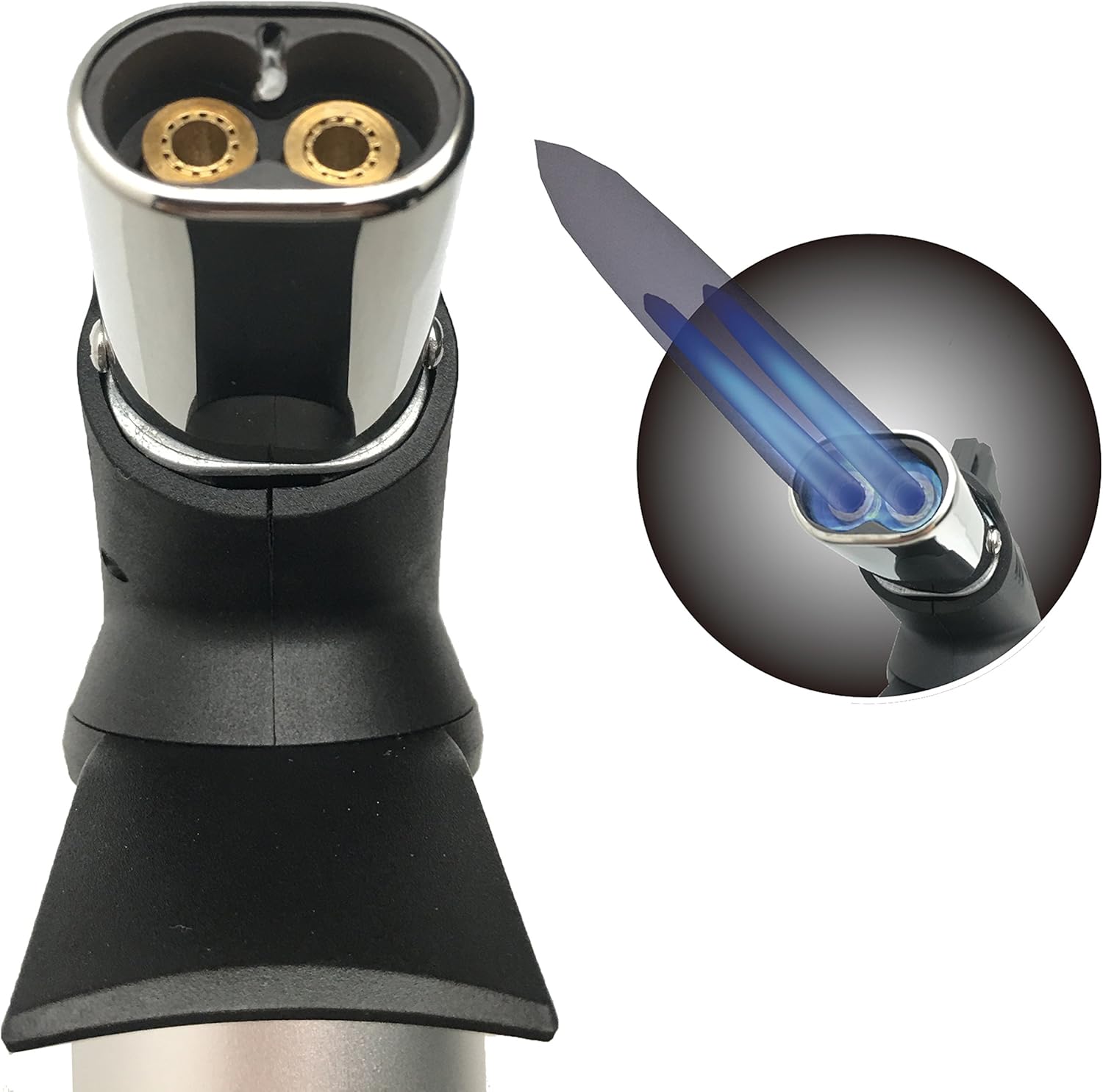 Culinary Torch,A-ONE Adjustable Double Flames Kitchen Torch For Crème Brulee, Sear Meat, Sliver (1 Pack Double Flames)