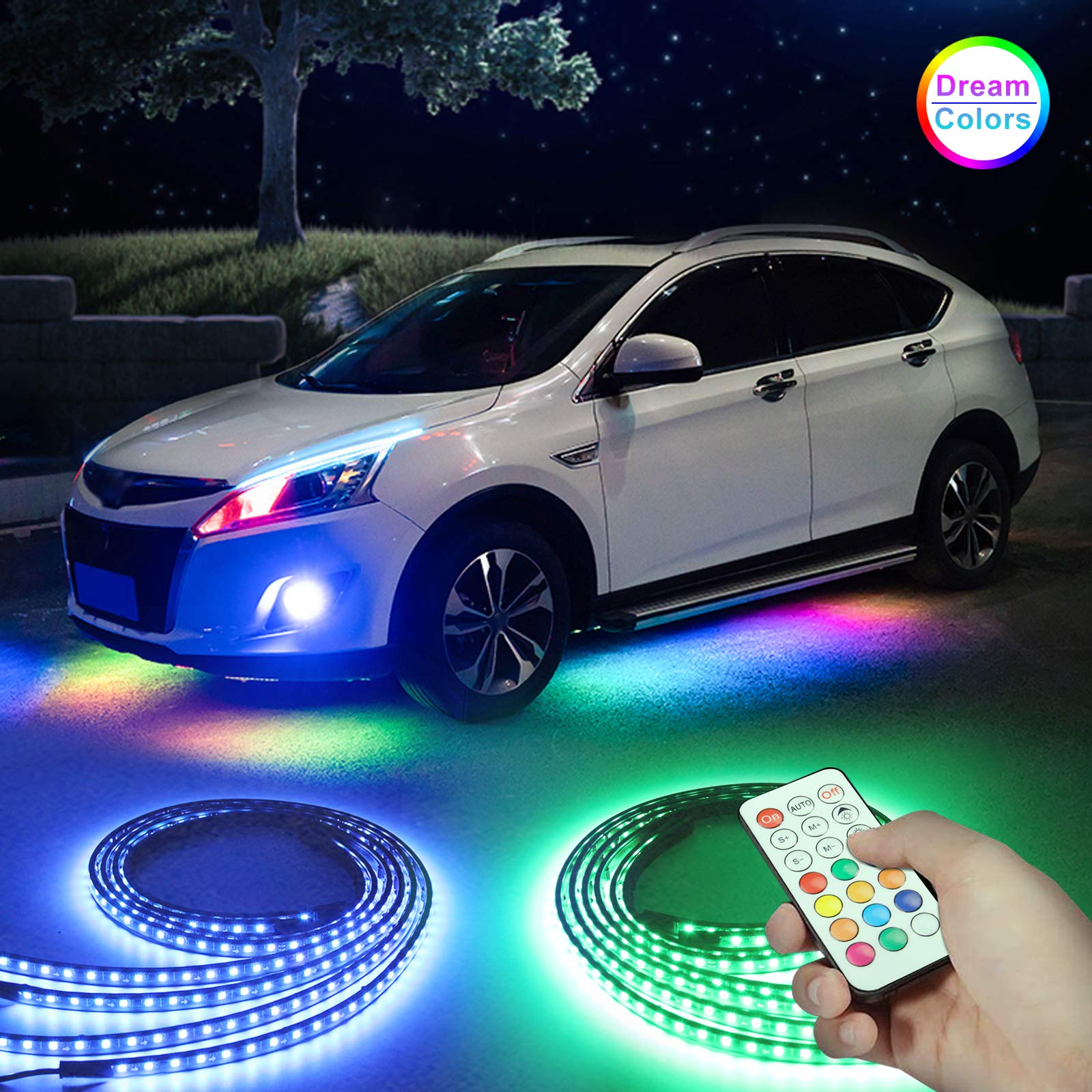 Buy Chasing Color Underglow Lights Strip for Car, 12 Color Flashing