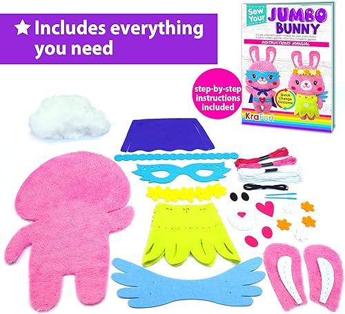 Miniatura 4 de KRAFUN Kit de costura de animales de oso de peluche grande para niños de 7 a 12 años, principiante, mi primer arte y manualidades, haz 1 muñeca de