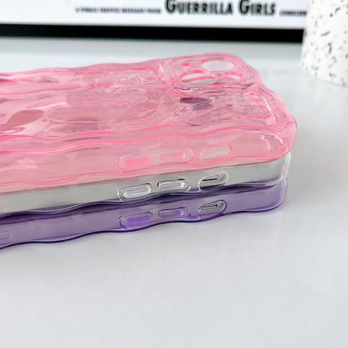 Miniatura 5 de FABSPARK Funda para iPhone 15 Pro Max, bonita funda transparente 3D con patrón de ondas de agua de meteorito rizado y ondulado, TPU suave a prueba