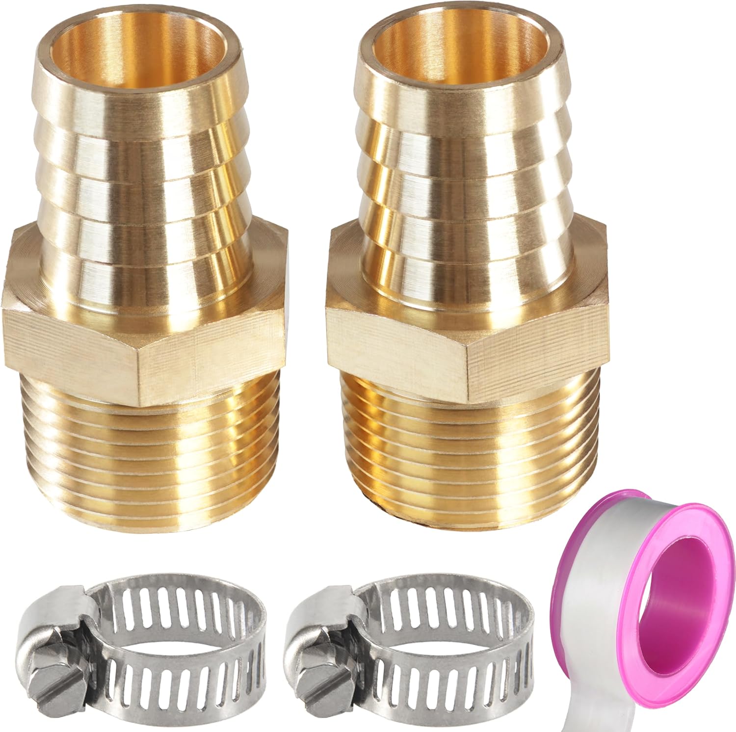 Brass Hose Barb Fittings，1/4 NPT to 3/16 inch Barb Fitting, Brass Metals Adapter Connector 10 PCS ，Ideal for Air, Fuel, Gas (3/16" Barb x 1/4 NPT Male, 10)
