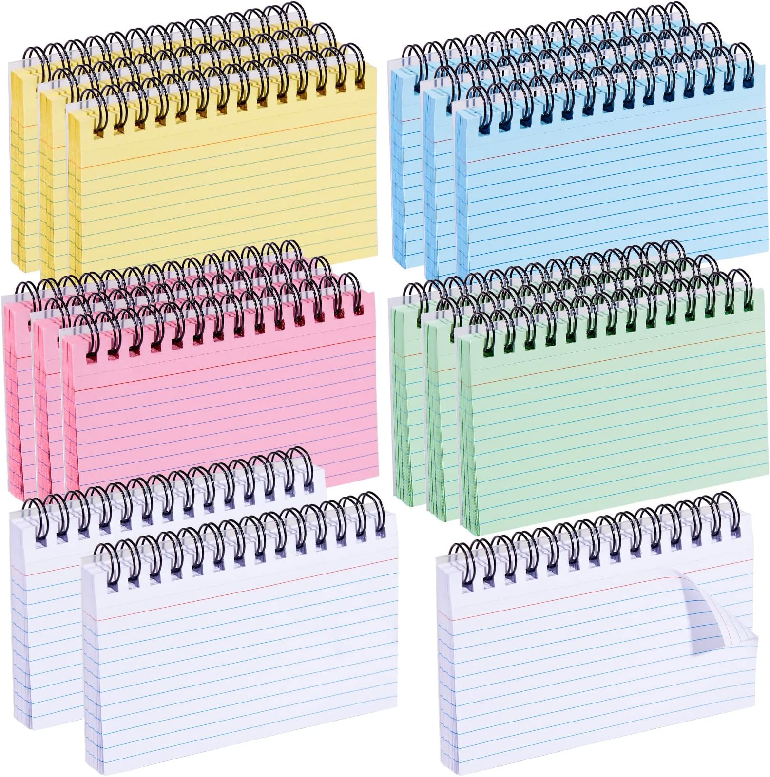1500 Pages Multicolor Index Cards 3 x 5 Inch Spiral Index