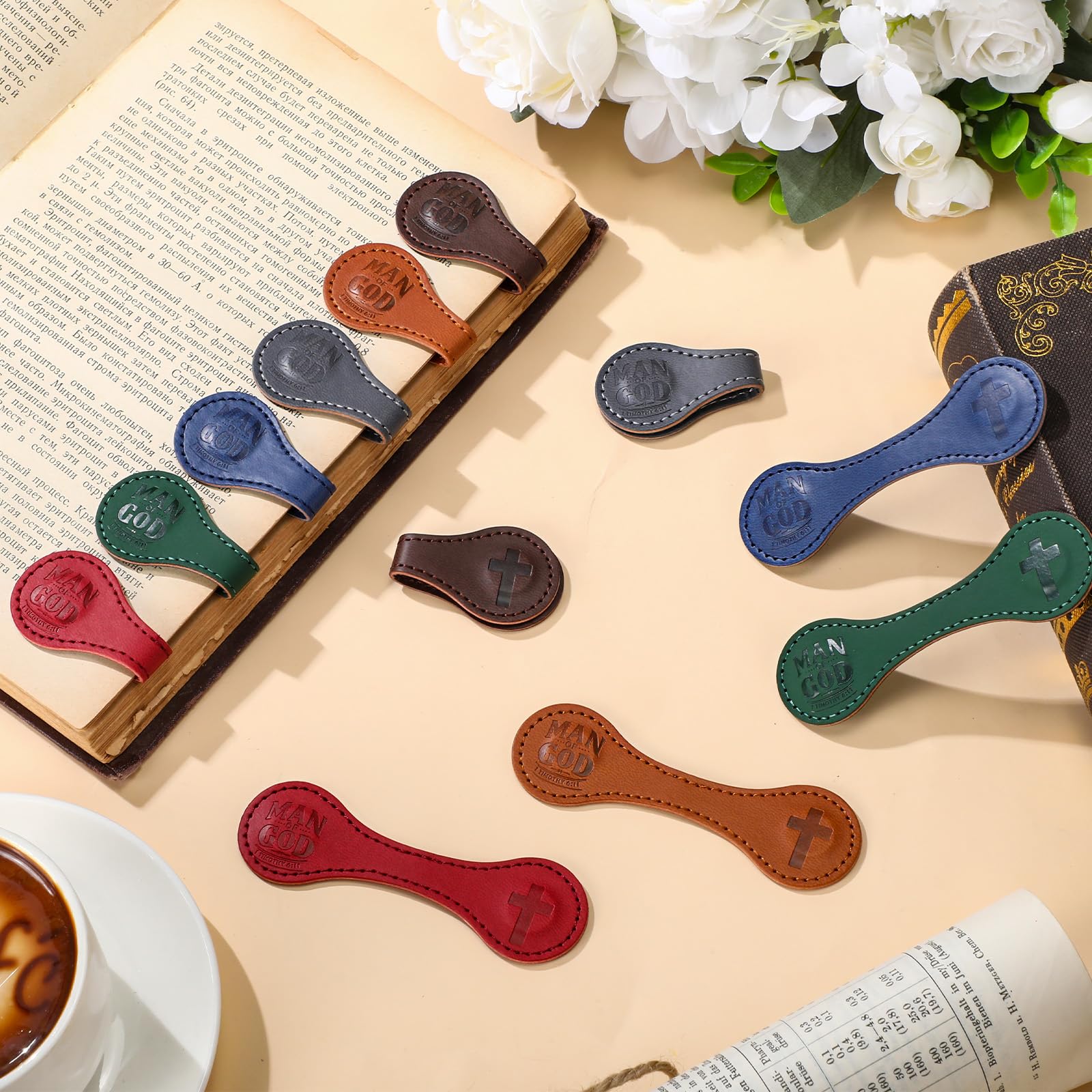 Skyygemm 24 Stück christliche Lesezeichen Mann Gottes magnetisches Leder-Lesezeichen Bulk, magnetische Lesezeichen-Clips, religiöse Lesezeichen, Seitenmarkierungen, Schriften, Lesezeichen für Männer