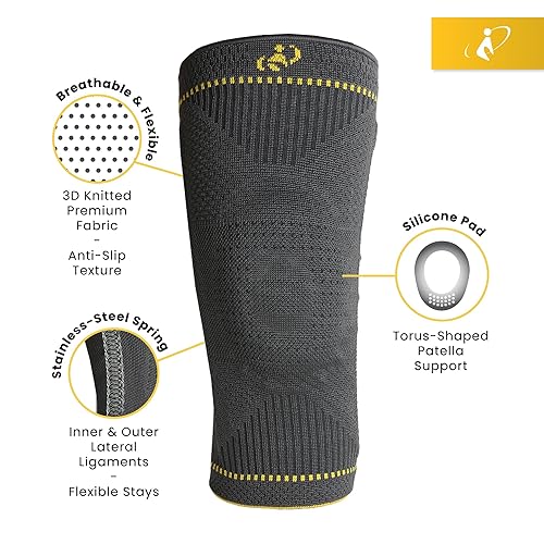 Miniatura 3 de Morsa Cyberg - Rodillera para mujer, rodillera para hombres, desgarro de menisco, acero inoxidable con soportes flexibles, rodillera para rótula,