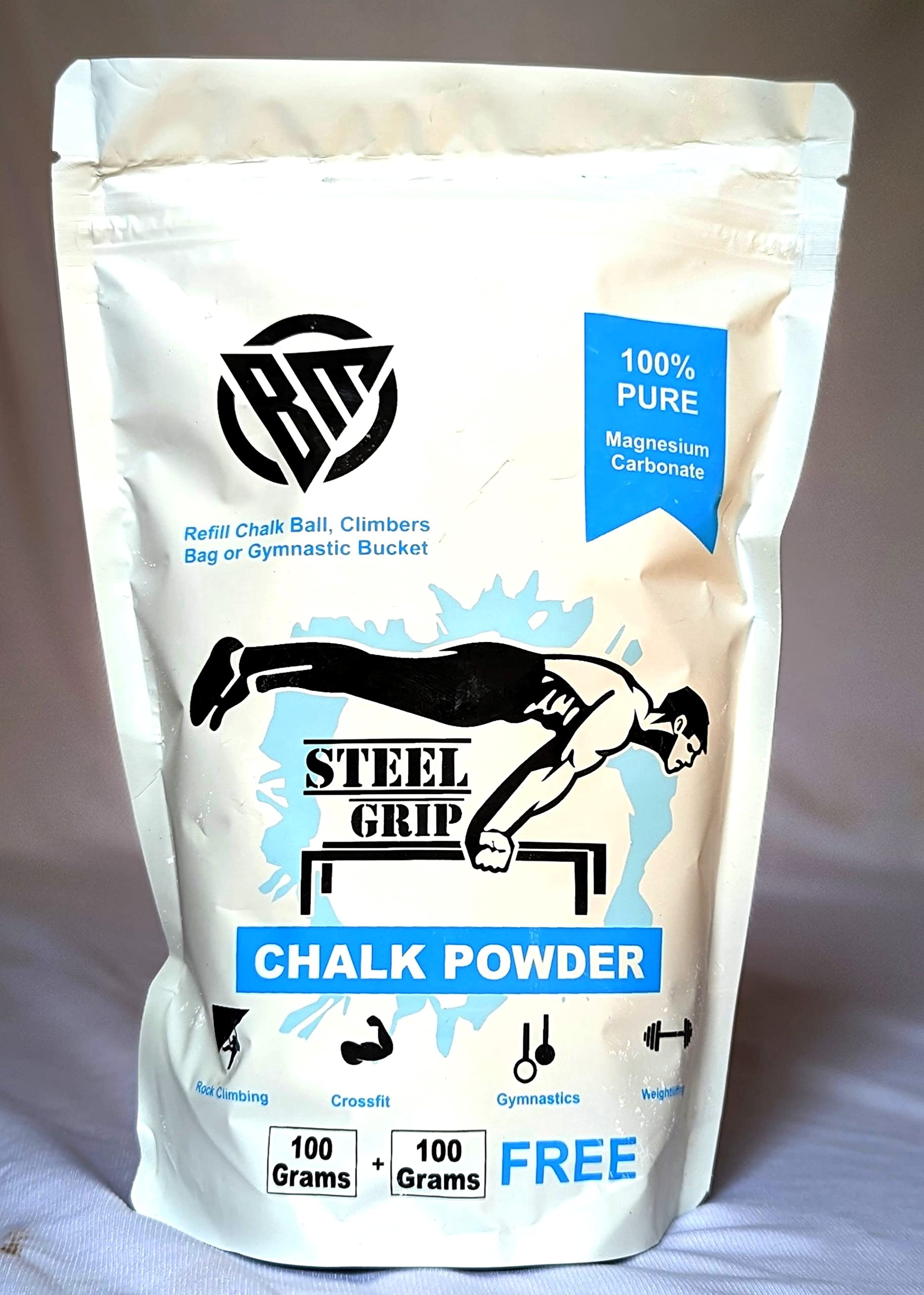 bodymechanicsglobal Chalk Powder For Calisthenics, Rock Climbing, Gym, Crossfit, Billiards And More (70), White