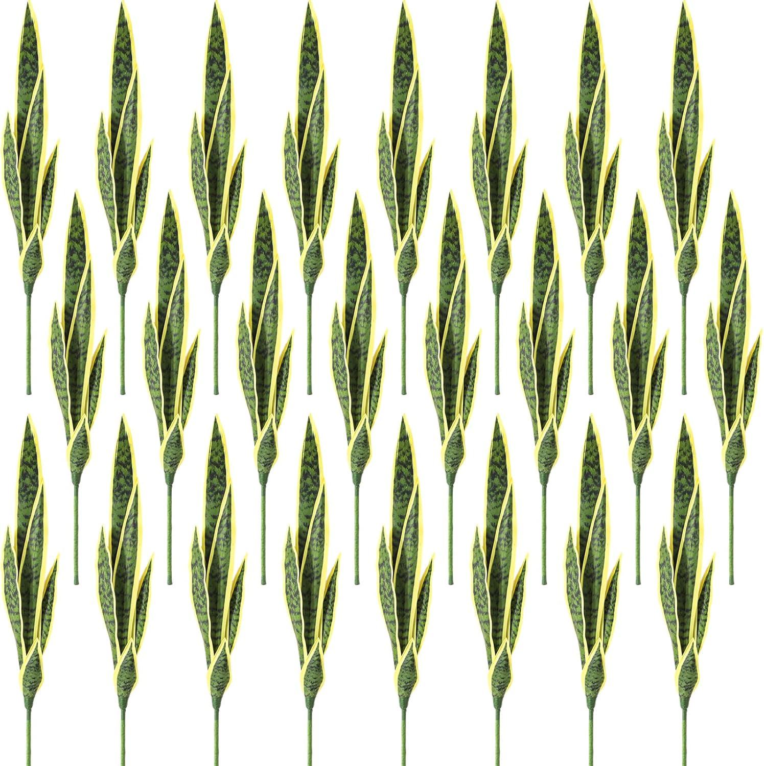 Tigeen Faux Snake Plant 30 Inch Artificial Snake Plant Tall Faux Agave Plant Fake Sansevieria for Outdoor Indoor Home Office Succulents Greenery Store Decoration (Yellow,24 Pcs)