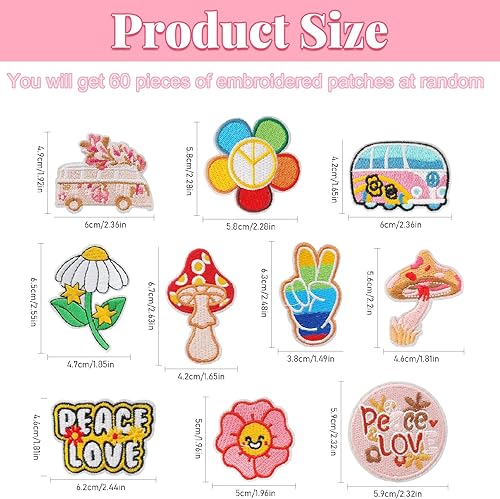 Miniatura 2 de AXEN 60 parches bordados para planchar, accesorios de bricolaje, parches decorativos surtidos aleatorios, bonitos apliques de costura