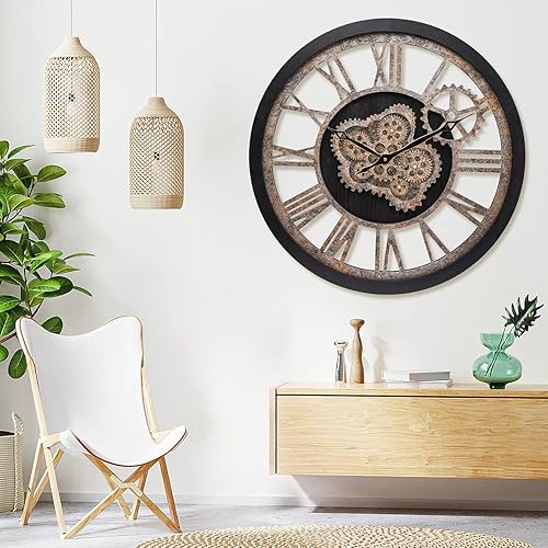 Miniatura 3 de HOIBAI Reloj de pared, relojes de pared grandes para decoración de sala de estar, 18 pulgadas, funciona con pilas, silencioso, sin tictac, moderno,