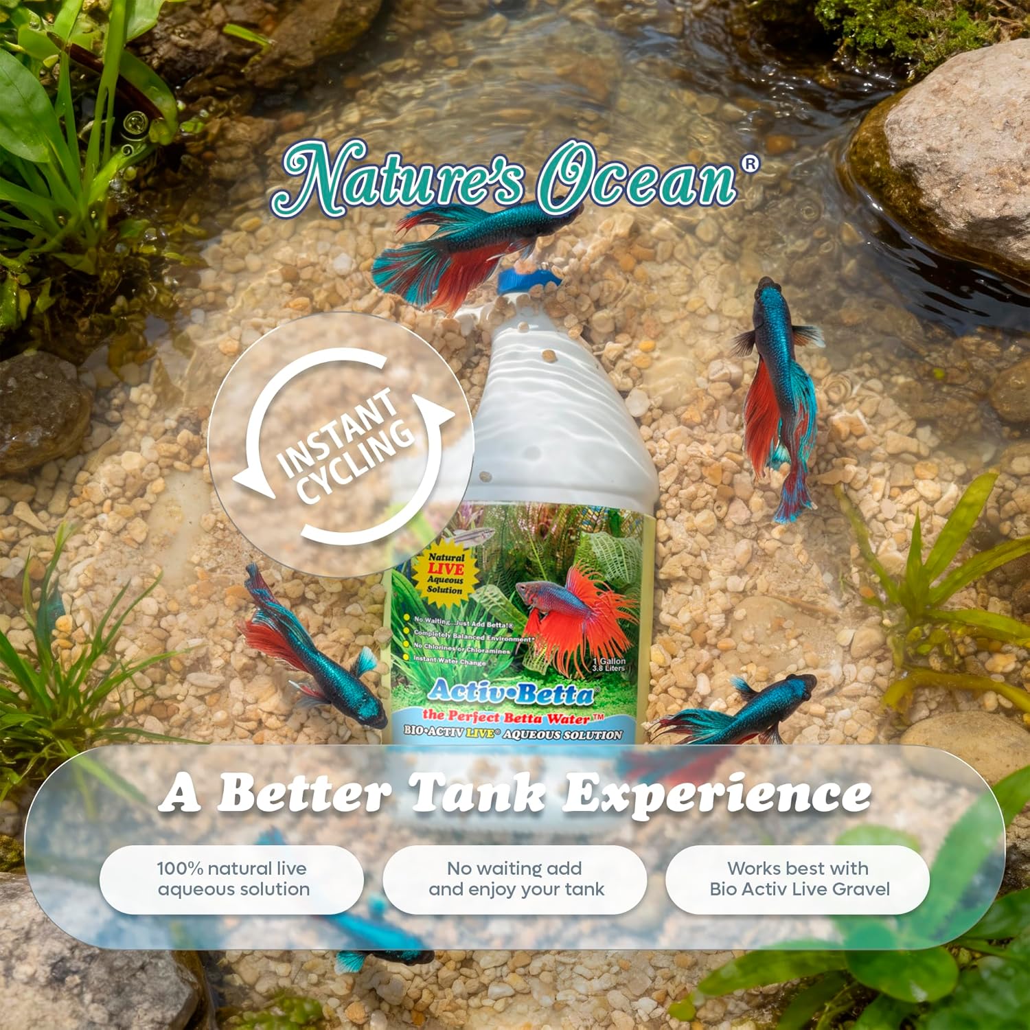 Activ Betta Bio-Activ Live Aqueous Solution – 1 Gallon – Instant Aquarium Cycling, Denitrifying Formula & Trace Elements for Betta Fish Tanks & Freshwater Aquariums
