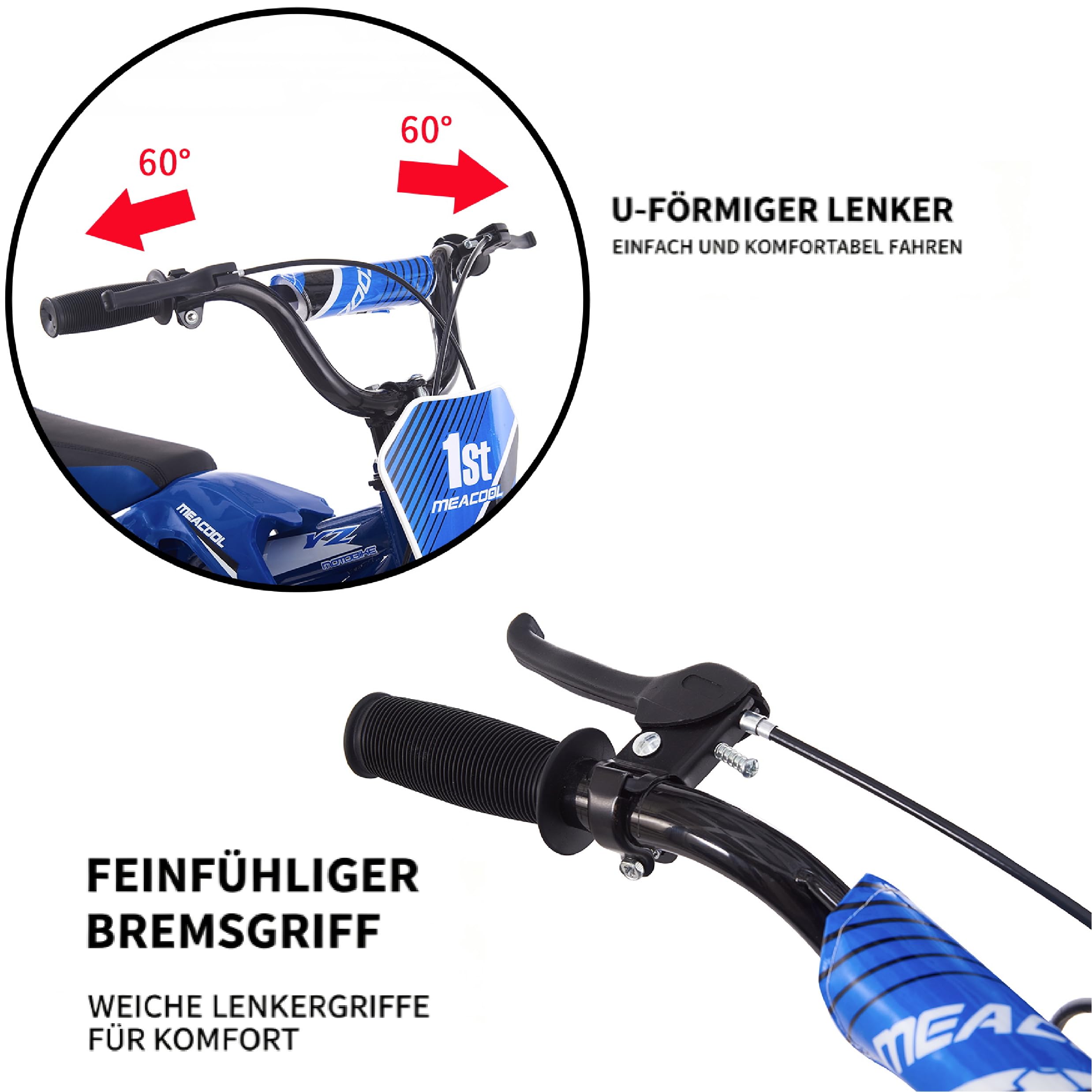 16/18 Zoll Motorrad-Stil Kinderfahrrad, Motorcross Fahrrad mit V-Brake Bremsen, Kinderfahrrad für Kinder im Alter von 4-9 Jahren mit Stützrädern und Schutzblech, 90% Vormontiert