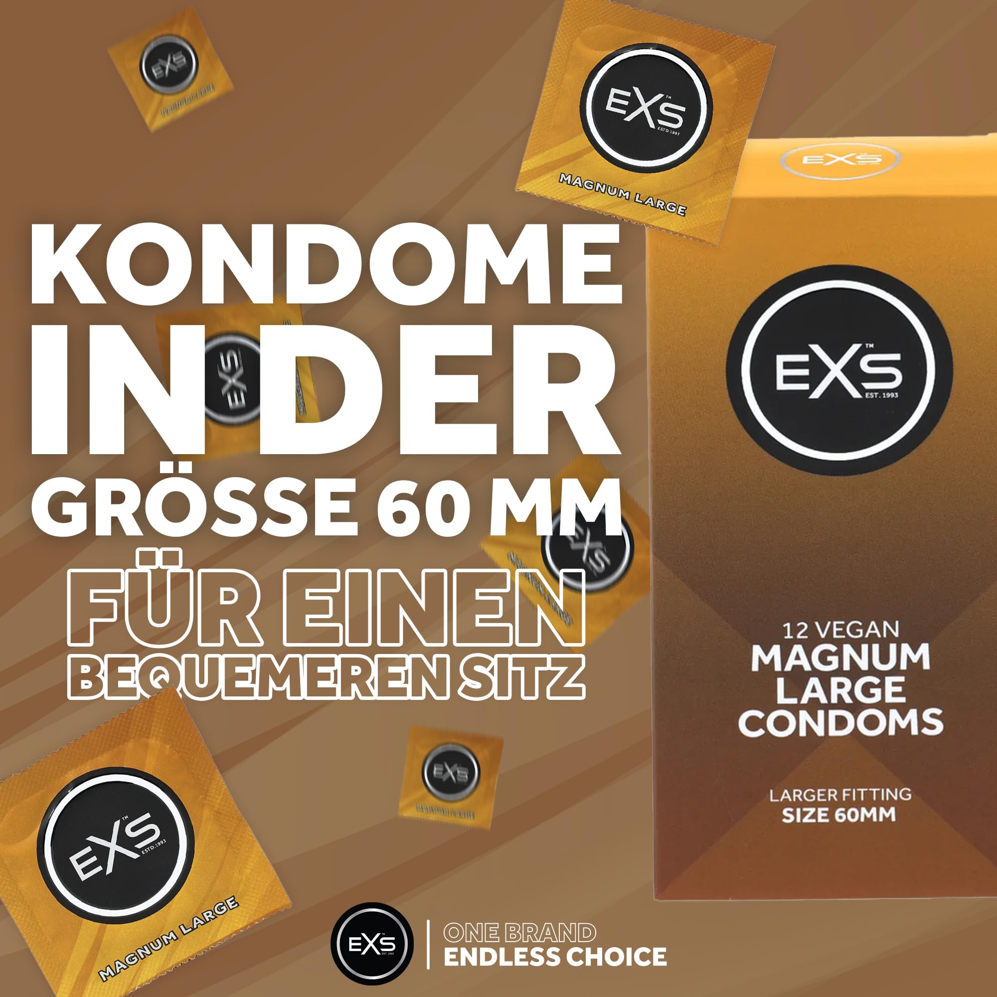 EXS Magnum Large Kondome (144er-Pack) Premium-Latexkondome für Männer mit nicht spermizidem Gleitmittel, gerade mit Reservoir, PETA-zertifiziert, 3 J. haltbar – CE-gekennzeichnet, Deutsch Entwickelt