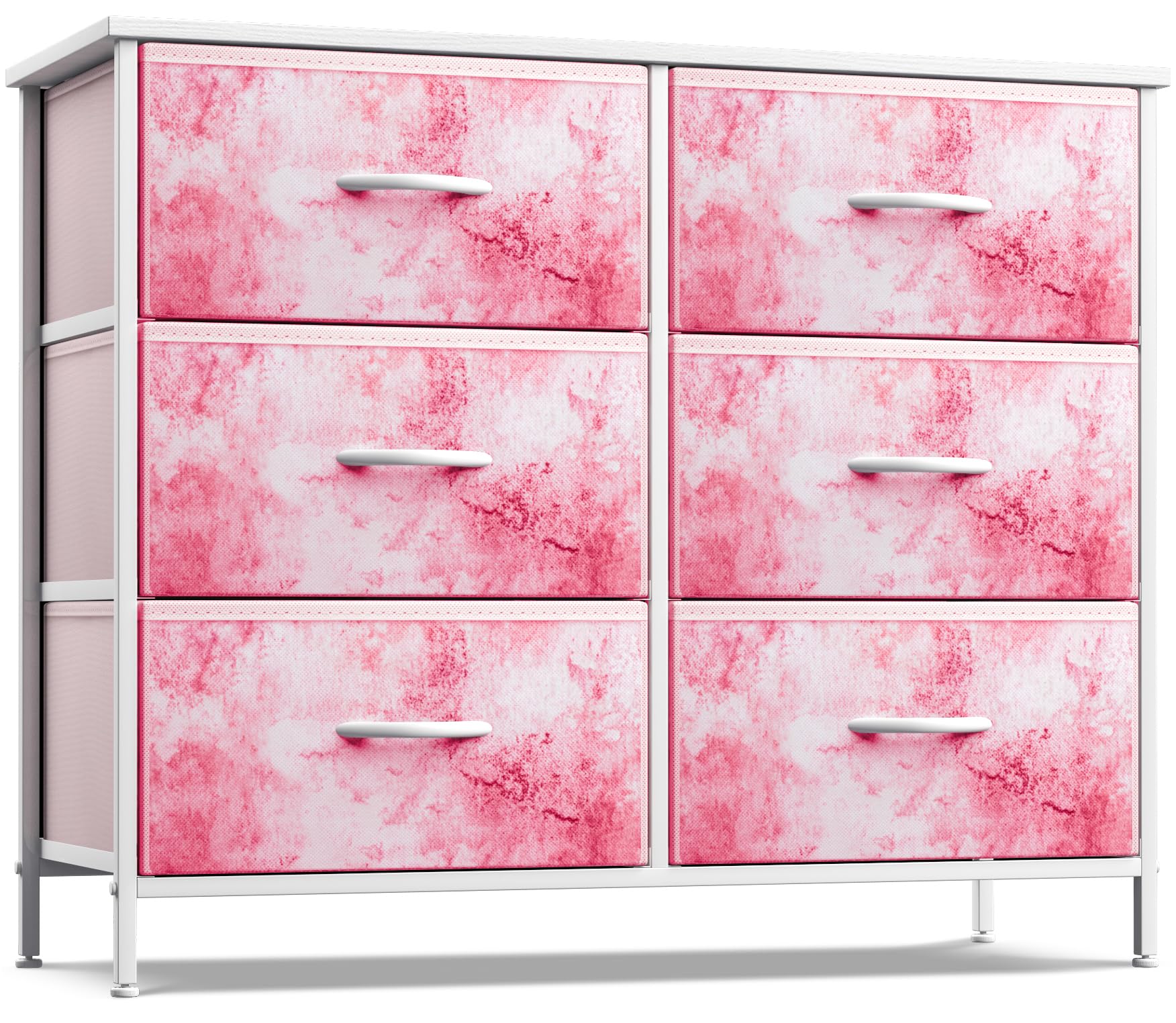 Sorbus Kids Dresser with 6 Drawers - Storage Chest Organizer Unit with Steel Frame, Wood Top & Handles, Tie-dye Fabric Bins for Clothes - Wide Furniture for Bedroom Hallway Kids Room Nursery & Closet