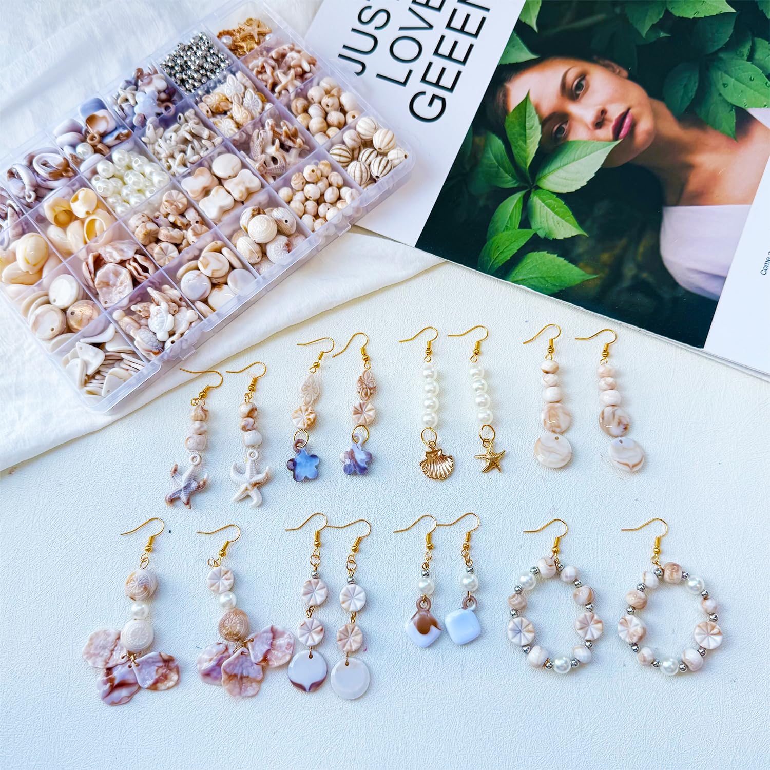 610Pcs Ocean Beads for Bracelets Making Kit, Shell Beads for Jewelry Making, Imitation Boho Shell Turtle Starfish Shape Sea Beach Bead Charms for Summer Sea Dangle Pendant Earring DIY Craft Necklace - Image 3