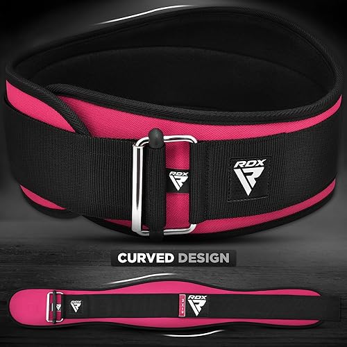 Miniatura 5 de RDX Cinturón de levantamiento de pesas para mujer de 6.5 pulgadas, soporte lumbar acolchado curvado para la espalda, entrenamiento de fuerza física,