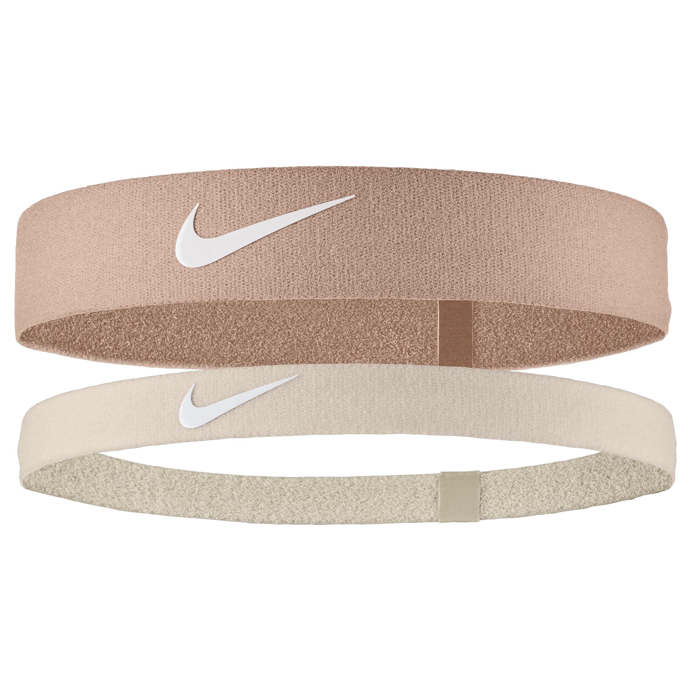 Nike Men's Flex Headband 2-Pack Headbands Running Fitness Training Sports Hairband Set, Rose Gold/Sanddrift/White, One Size