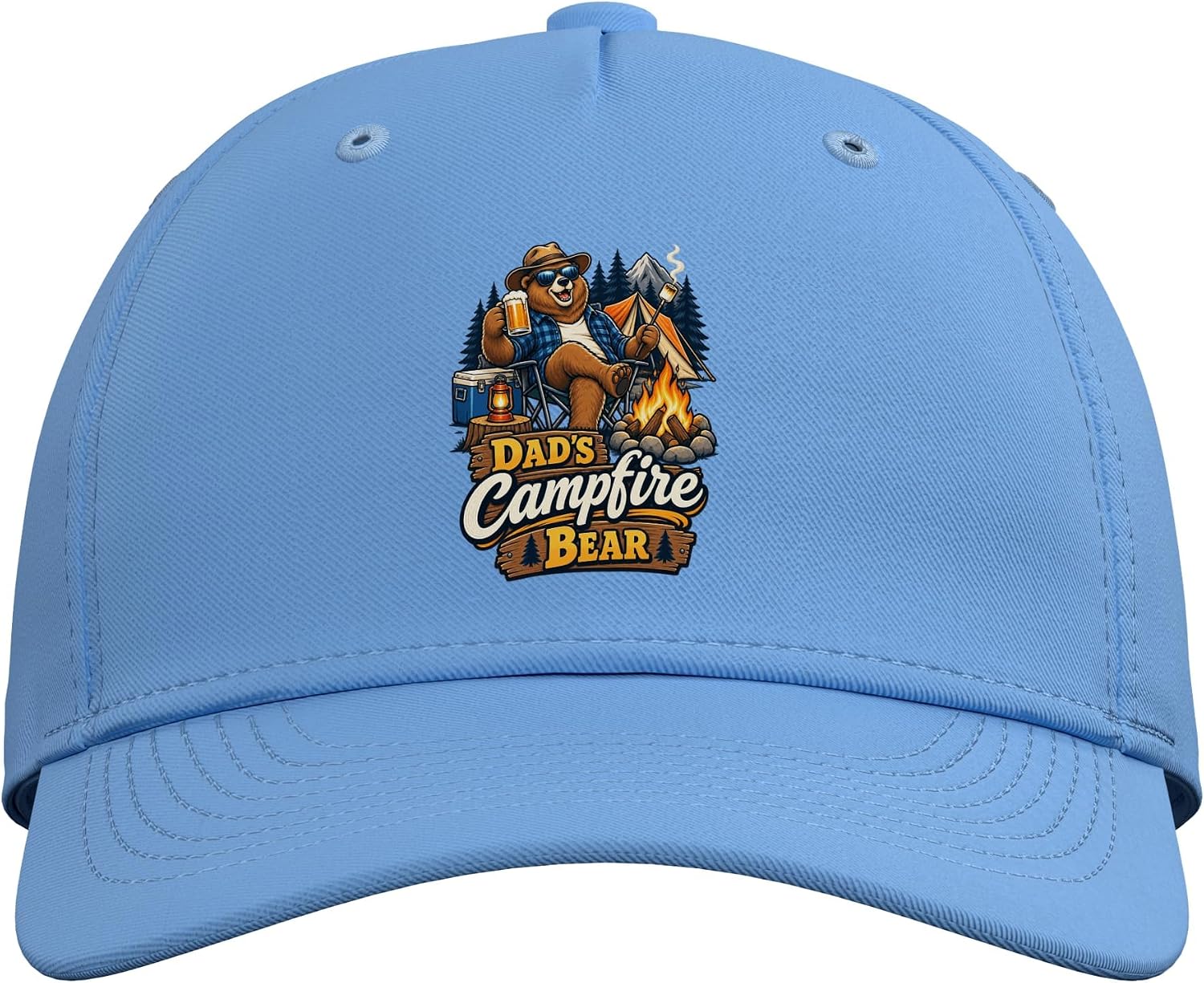 Dads Campfire Bear Funny Camping Smores Outdoor Nature Lover Adjustable Baseball Hat image 2