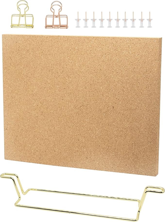 Exasinine 12.6x9 Inches Desktop Cork Board with Stand